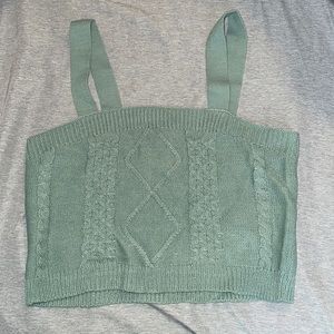 Cropped knit sweater tank sage green